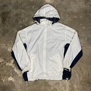 Vintage Cherenal Alaska Windbreaker Size XL Jacket White Navy Hooded Full Zip